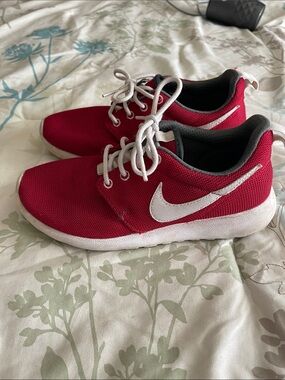 Nike Red and White Mesh Running Shoes